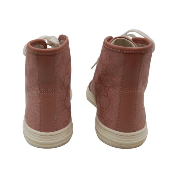 Gucci GG Logo Monogram Canvas High Top Sneakers Shoes Soft Pink Size 38.5/8.5 - Picture 5 of 13